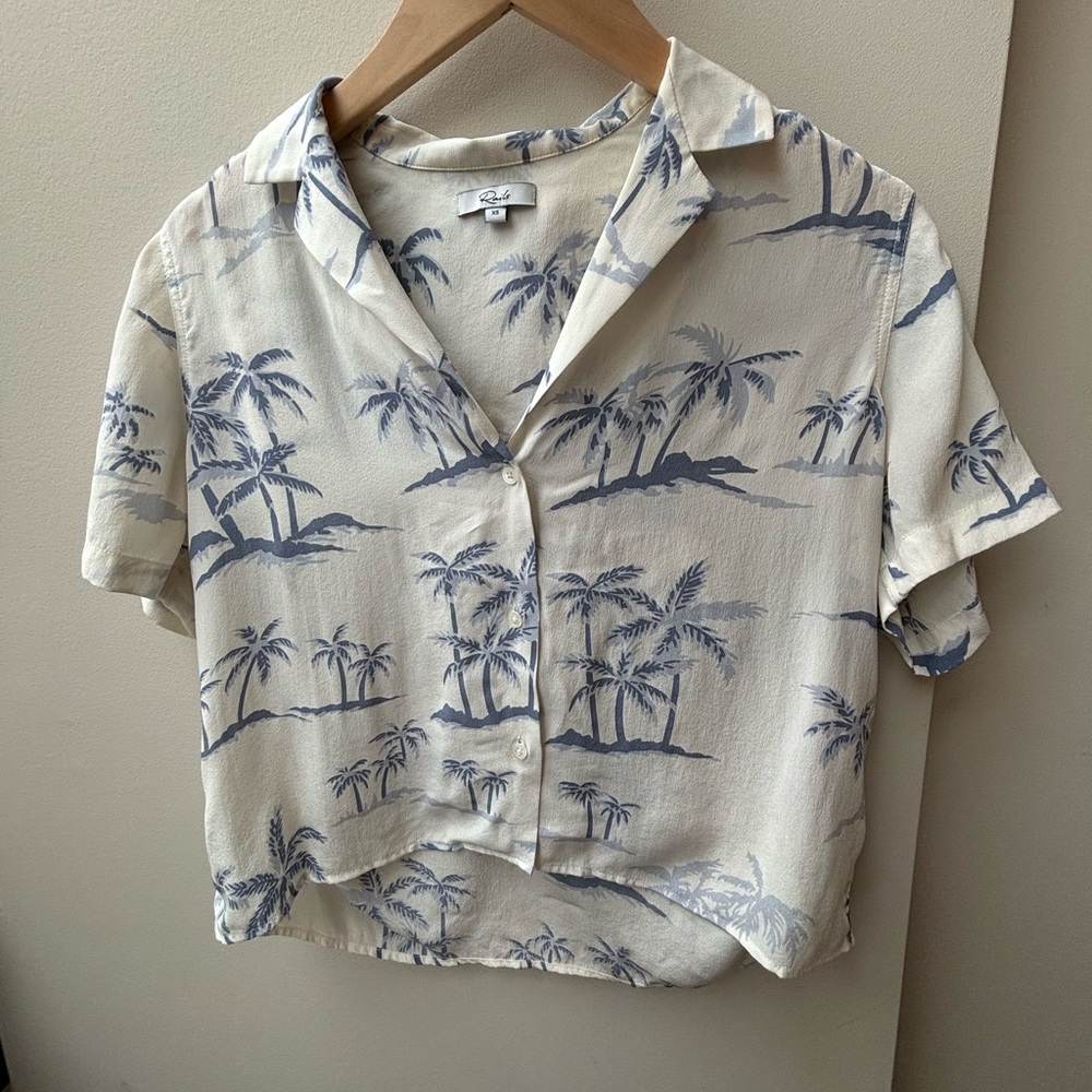 Rails Silk palm print short sleeve blouse